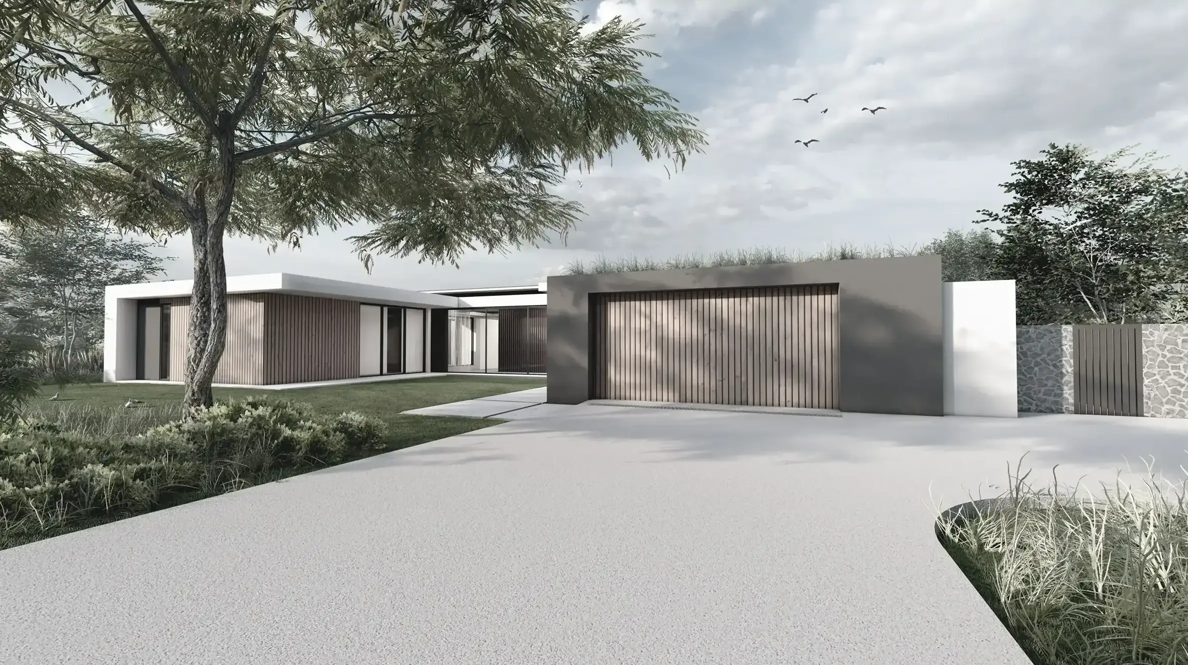 Seaton House 2's welcoming entrance and wide driveway, highlighting the modern architectural facade